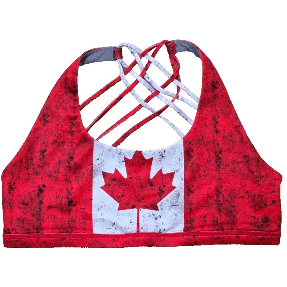 Born Primitive Vitality Sports Bra Canadian Flag Women's XXL Red/White‎ NWT